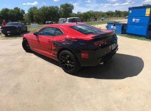 Partial wrap on a Chevrolet Camaro by 1st Class Graphics in Mansfield, TX