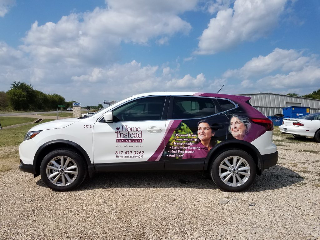 Partial wrap for Home Instead Senior Care on an SUV by 1st Class Graphics in Mansfield, TX