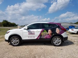 Partial wrap for Home Instead Senior Care on an SUV by 1st Class Graphics in Mansfield, TX