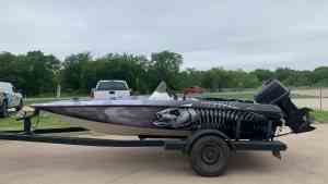 Full vehicle wrap on a bass boat by 1st Class Graphics in Mansfield, TX