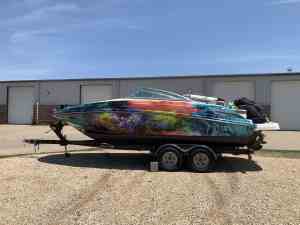 Full vehicle wrap on a boat by 1st Class Graphics in Mansfield, TX