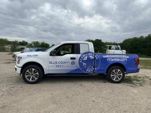 Partial wrap for Ellis County Pest on a Ford F-150 by 1st Class Graphics in Mansfield, TX