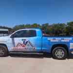 Full vehicle wrap for Touchstone Roofing LLC on a Toyota Tundra by 1st Class Graphics in Mansfield, TX