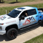 Partial wrap for Touchstone Roofing on a Chevrolet Silverado HD by 1st Class Graphics in Mansfield, TX