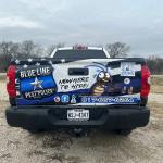 Partial wrap for Blue Line Pest Police on a Toyota Tundra by 1st Class Graphics in Mansfield, TX