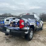Partial wrap for Blue Line Pest Police on a Toyota Tundra by 1st Class Graphics in Mansfield, TX