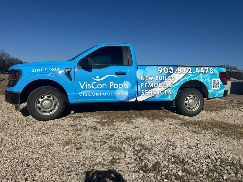 Full Vehicle Wrap Ford F-150, VisCon Pools, Pool Construction and Remodeling - Mansfield TX