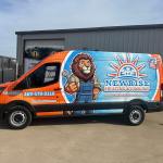 Van wrap for NewRise Heating & Cooling on a Ford Transit by 1st Class Graphics in Mansfield, TX