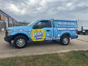 Full vehicle wrap for Bright & Shiny on a Ford F-150 by 1st Class Graphics in Mansfield, TX