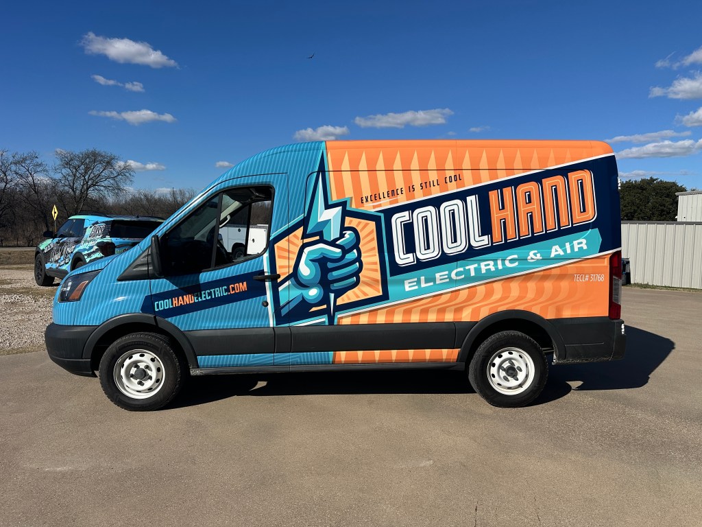 Full Vehicle Wrap Ford Transit, Cool Hand Electric & Air, Electrical & HVAC - Mansfield TX