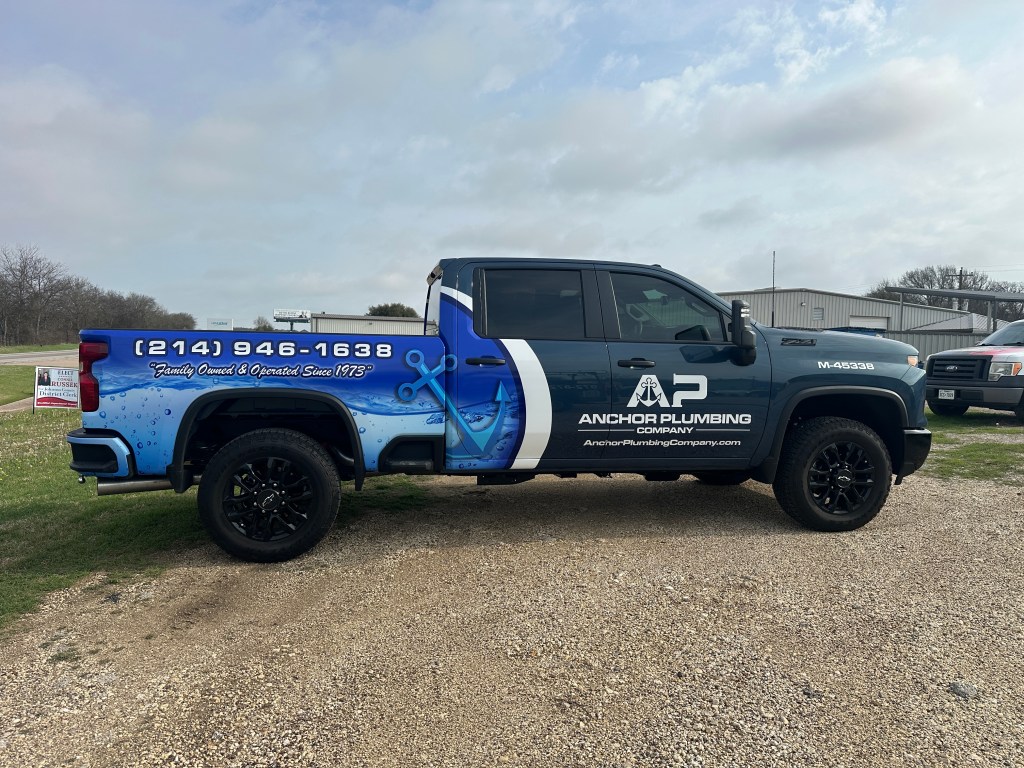 Full Vehicle Wrap Chevrolet Silverado, Anchor Plumbing Company, Plumbing - Mansfield TX