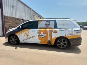 Partial wrap for Lock It Lending on a Toyota Sienna by 1st Class Graphics in Mansfield, TX