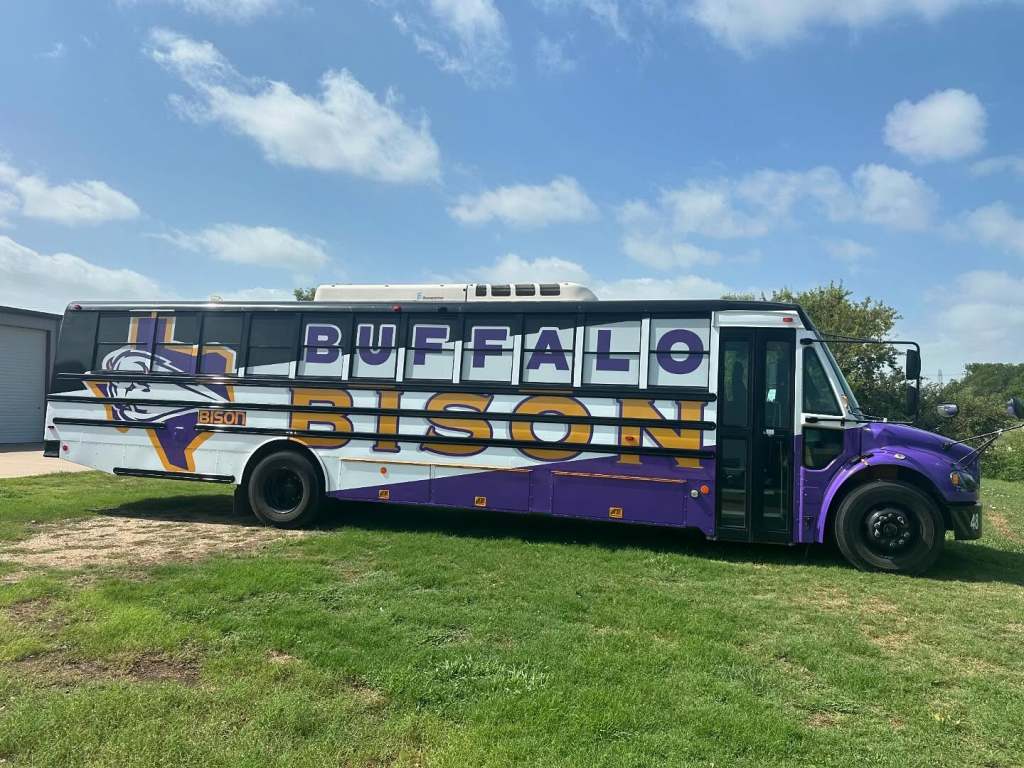 Full vehicle wrap for Buffalo ISD on a school bus by 1st Class Graphics in Mansfield, TX