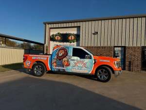 Full vehicle wrap for NewRise Heating & Cooling on a Ford F-150 by 1st Class Graphics in Mansfield, TX