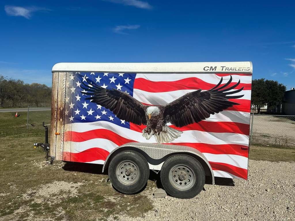 Trailer wrap on a cargo trailer by 1st Class Graphics in Mansfield, TX