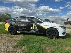 Partial wrap for Permit Pros on a Honda Civic by 1st Class Graphics in Mansfield, TX
