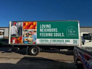 Partial wrap for Central Storehouse on a box truck by 1st Class Graphics in Mansfield, TX