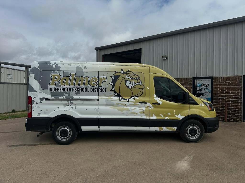 Van wrap for Palmer Independent School District on a Ford Transit by 1st Class Graphics in Mansfield, TX