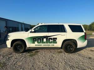 Partial wrap for Scurry-Rosser ISD Police on a Chevrolet Tahoe by 1st Class Graphics in Mansfield, TX