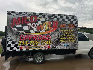 Partial wrap for Mild to Wild Offroad on a box truck by 1st Class Graphics in Mansfield, TX