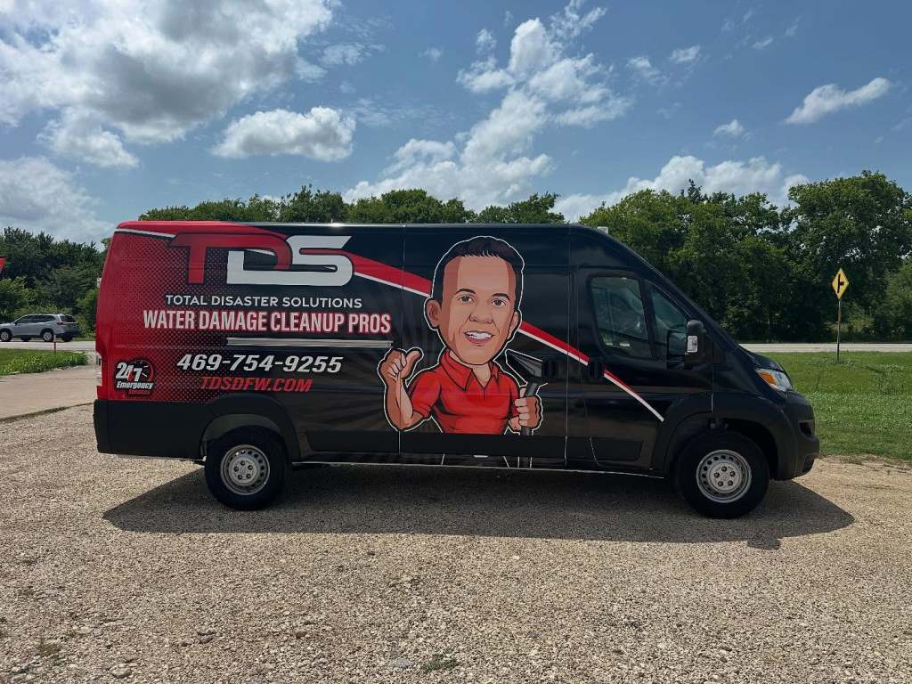 Van wrap for Total Disaster Solutions on a Ram ProMaster by 1st Class Graphics in Mansfield, TX