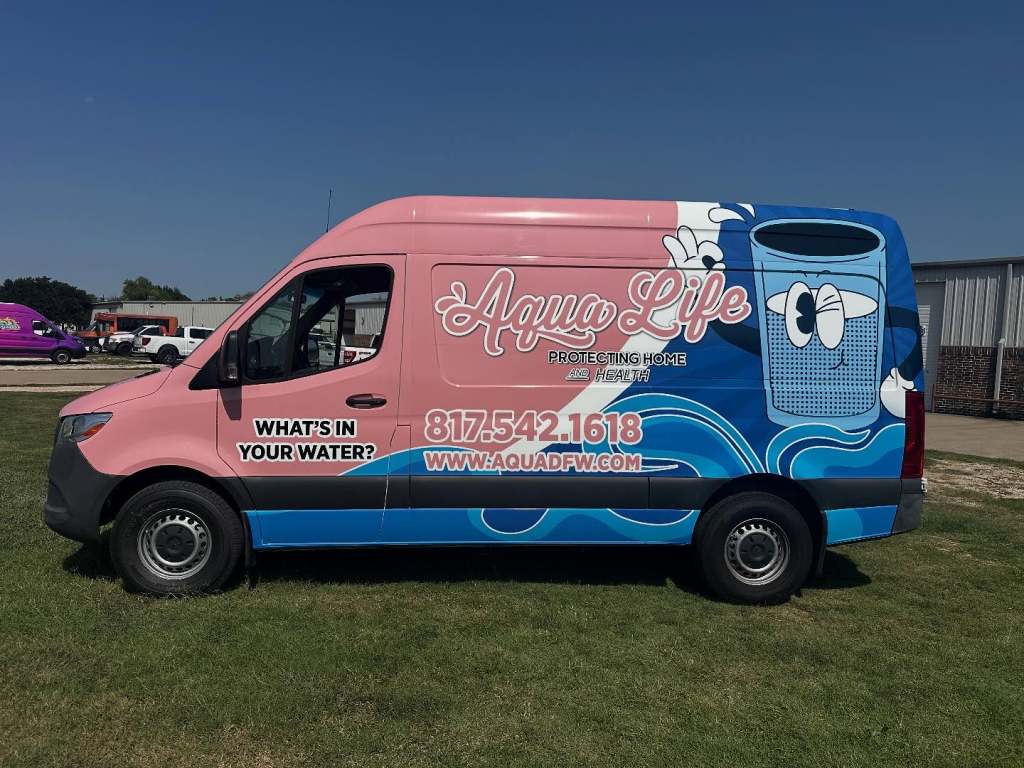 Van wrap for Aqua Life on a Mercedes-Benz Sprinter by 1st Class Graphics in Mansfield, TX