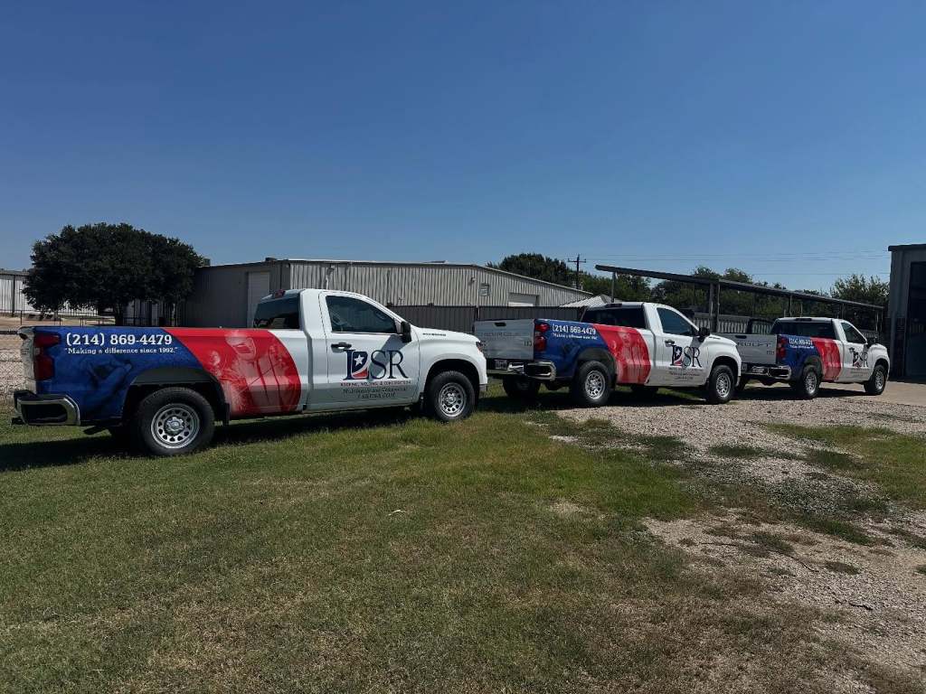 Fleet Vehicle Wraps Chevrolet Trucks, DSR Roofing, Welding and Construction - Mansfield TX