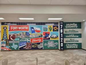 Wall graphic on an interior wall by 1st Class Graphics in Mansfield, TX