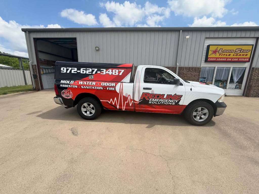 Full Vehicle Wrap Ram Pickup, Redline Emergency Solutions, Restoration Services - Mansfield TX