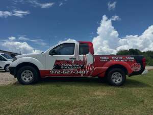 Partial wrap for Redline Emergency Solutions on a Nissan Frontier by 1st Class Graphics in Mansfield, TX